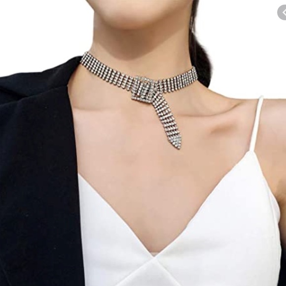 Diamond rhinestone and Gold Belt Choker - Picture 3 of 3